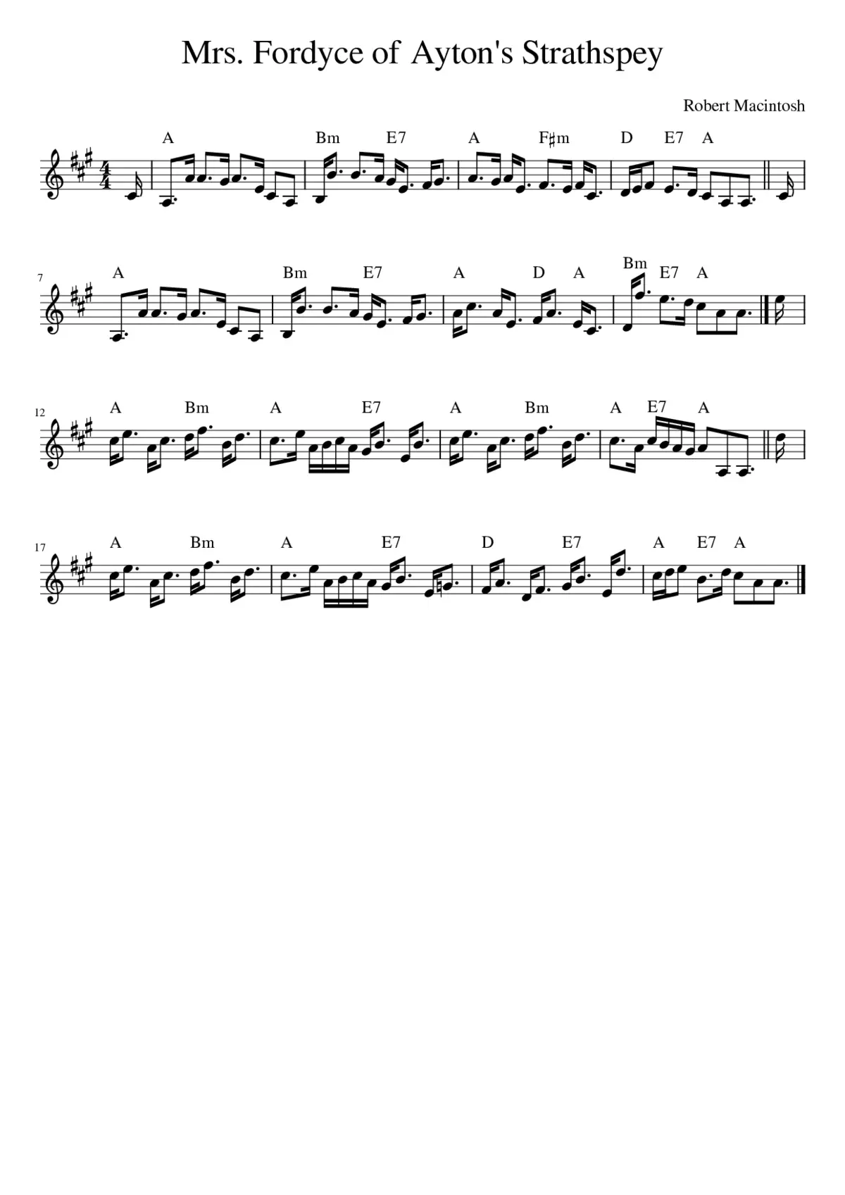 Mrs. Fordyce of Ayton's Strathspey - Page 1