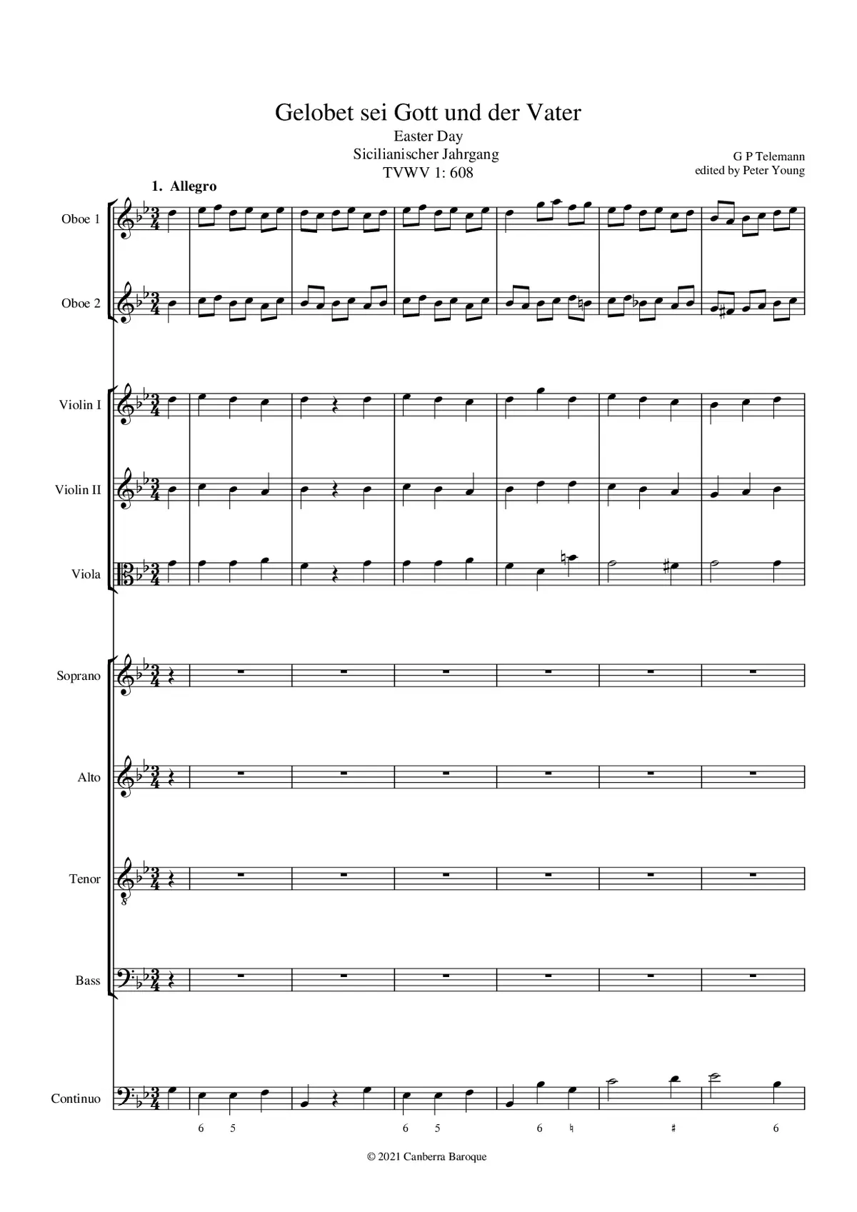 Gelobet sei Gott und der Vater, TWV 1:608 - Page 1