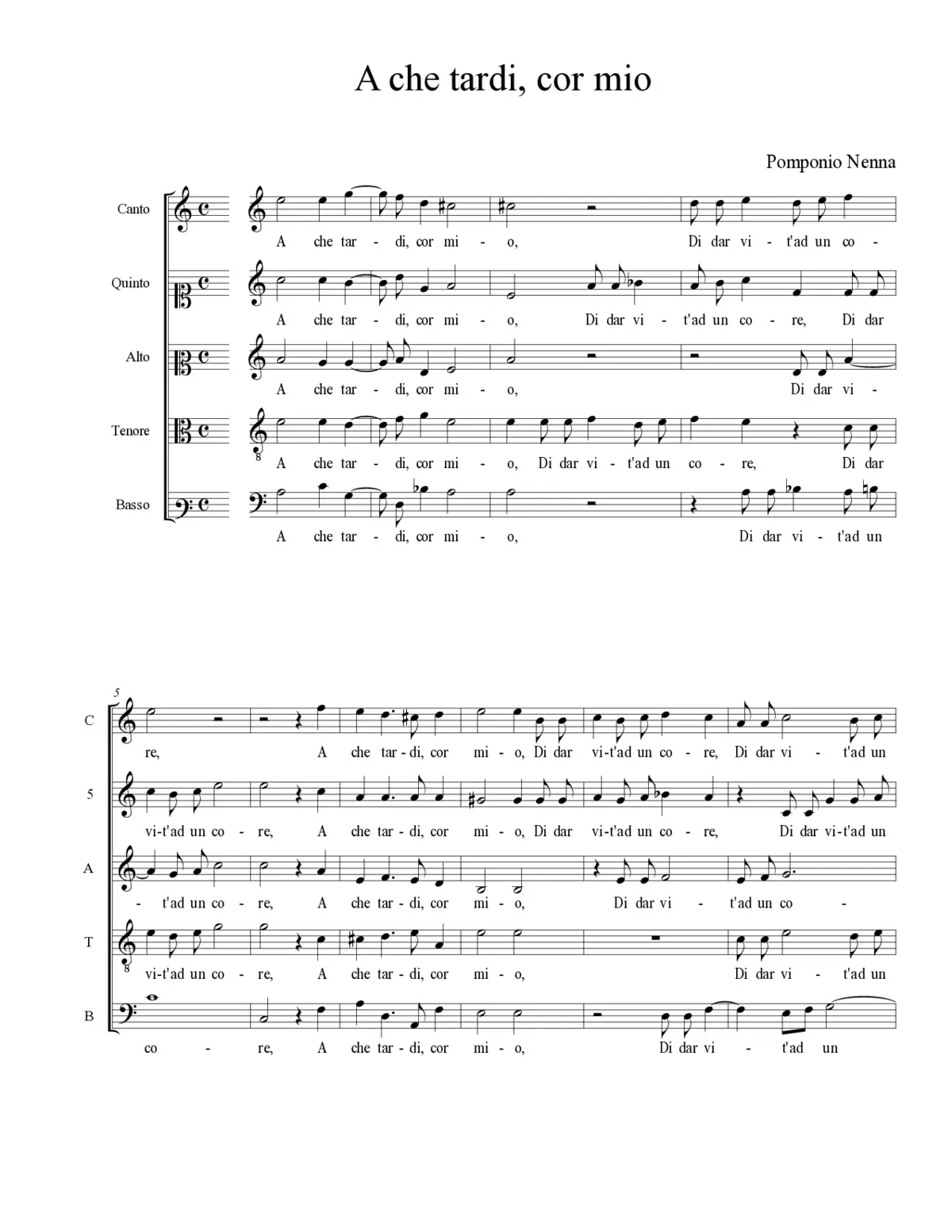 A che tardi, cor mio - Page 1