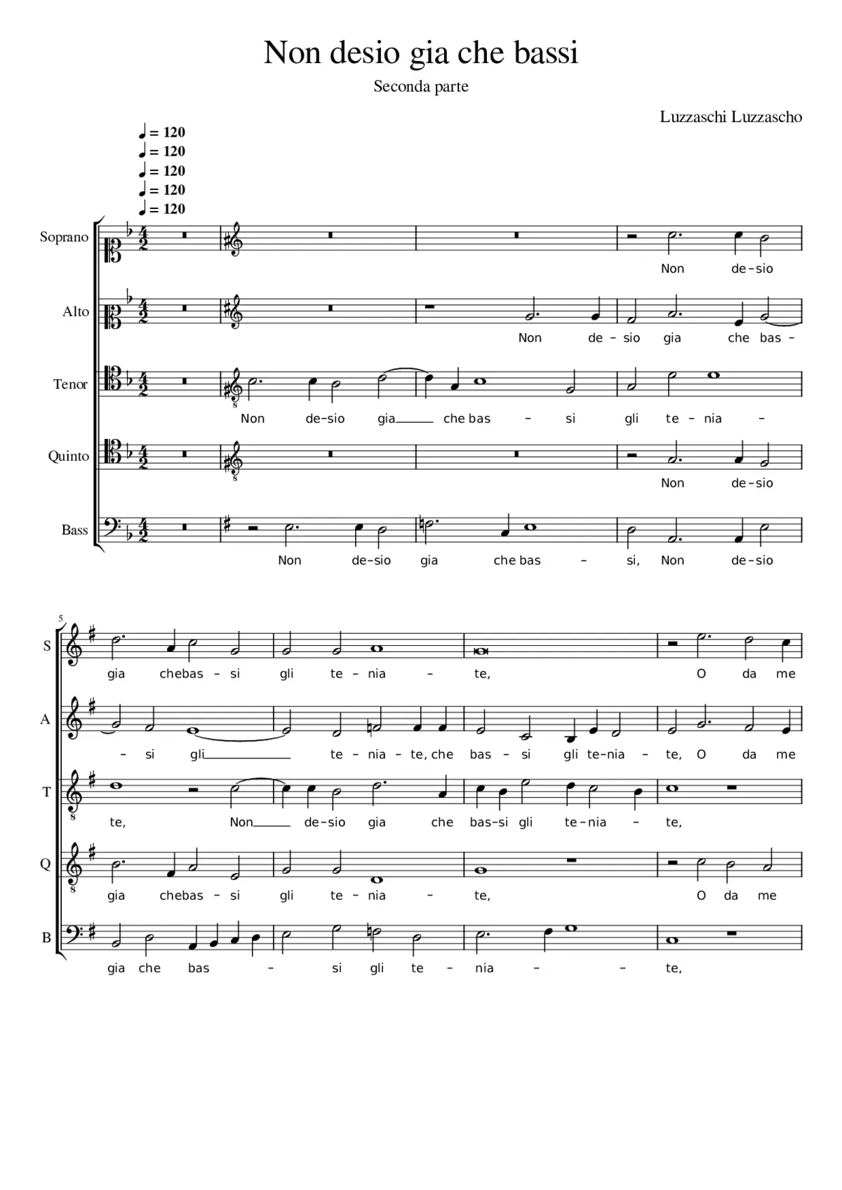 Non desio gia che bassi - Page 1