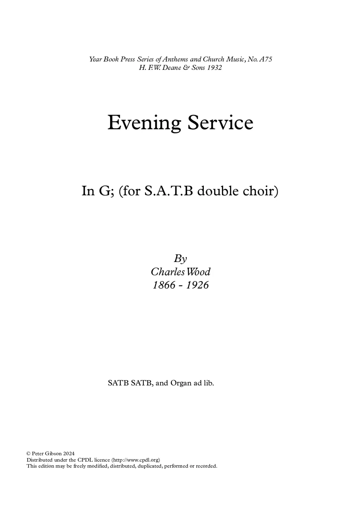 Evening Service in G a 8 - Page 1