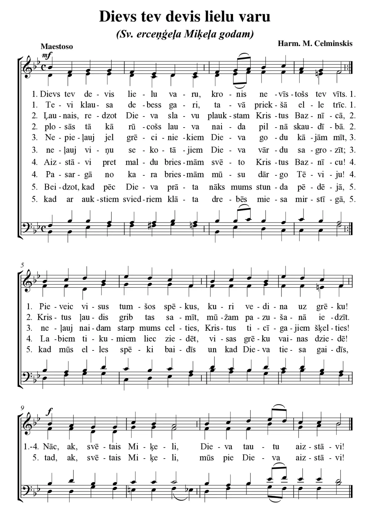 Dievs tev devis lielu varu (Chant of St. Michael) - Page 1