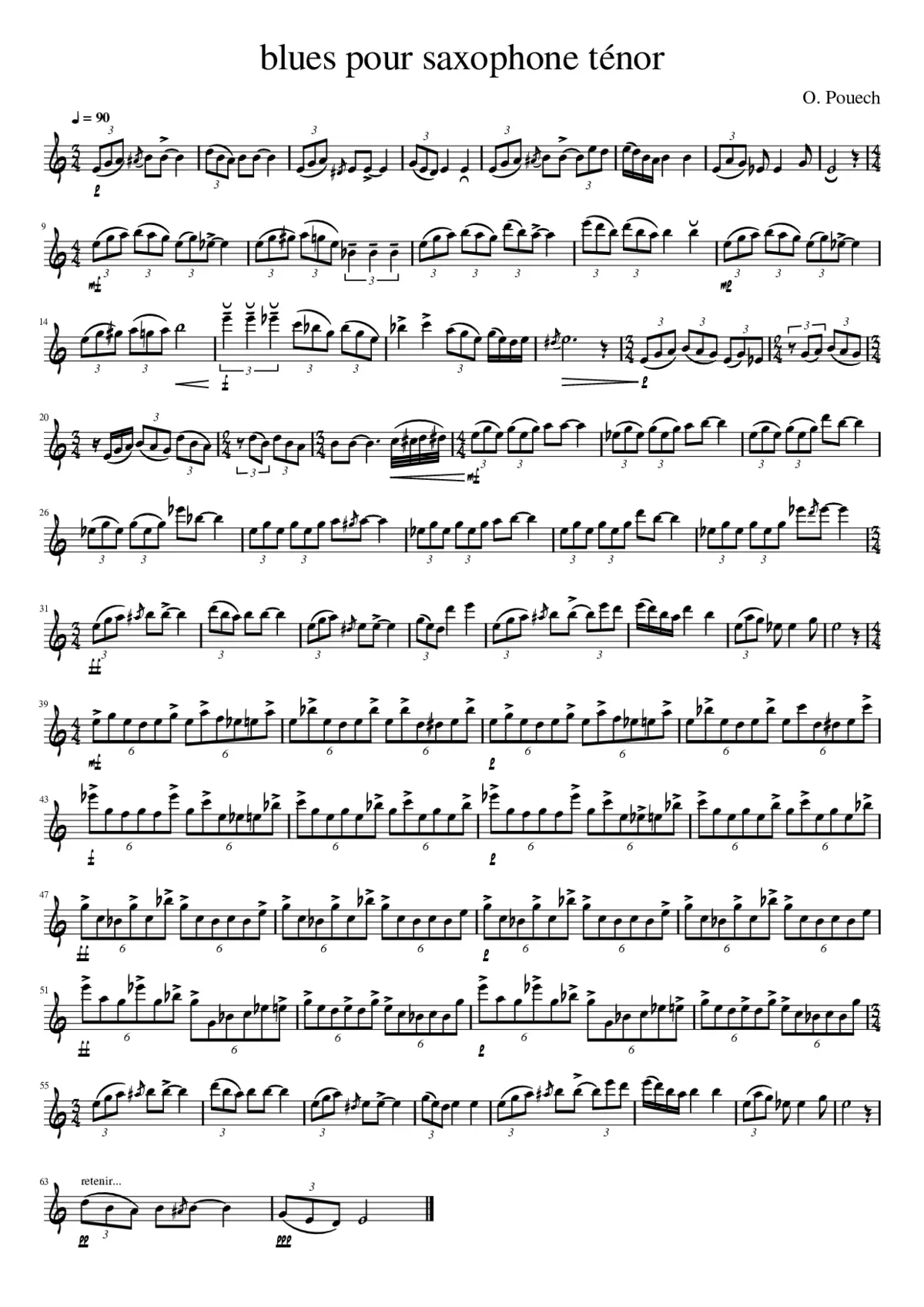 blues pour saxophone ténor - Page 1