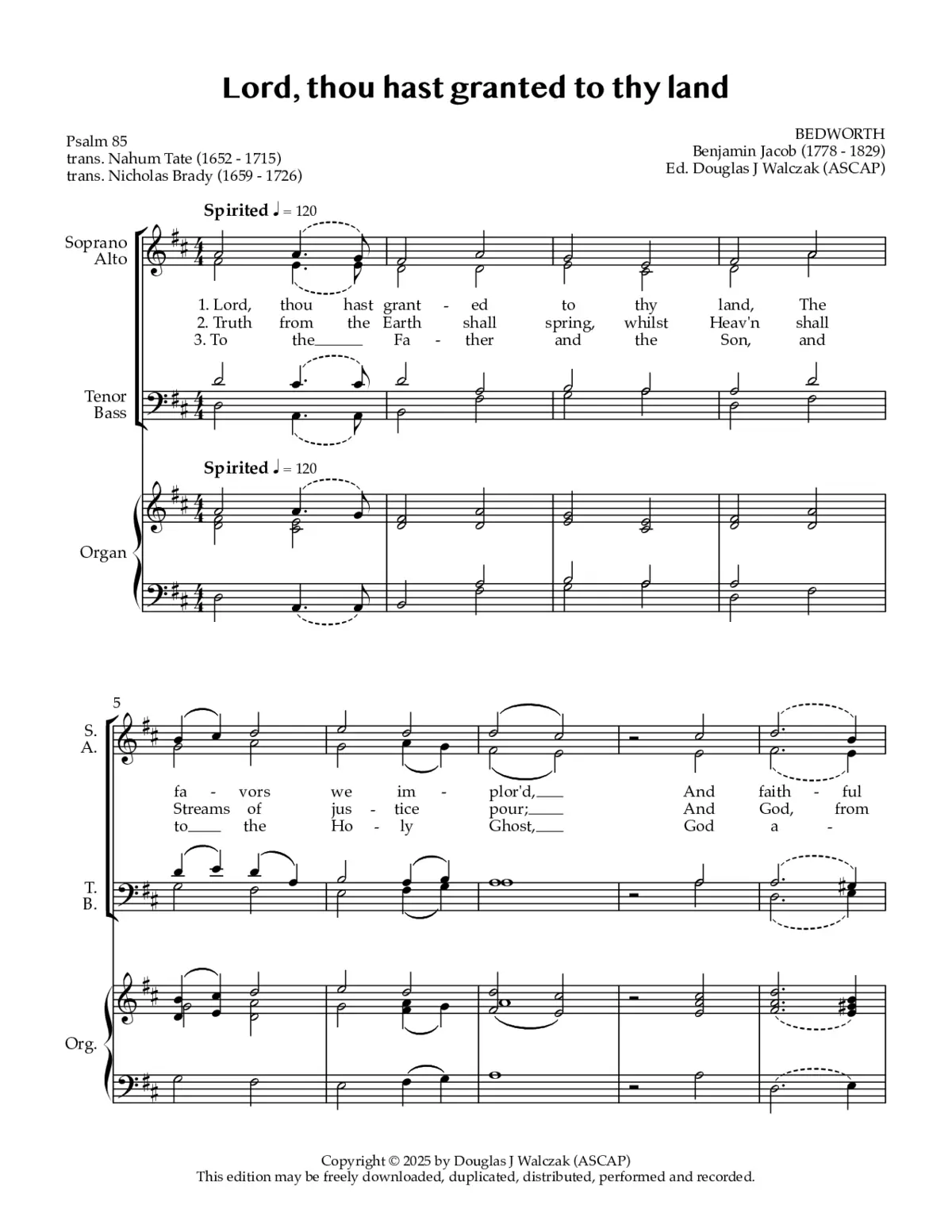 Lord, thou hast granted to thy land - Page 1