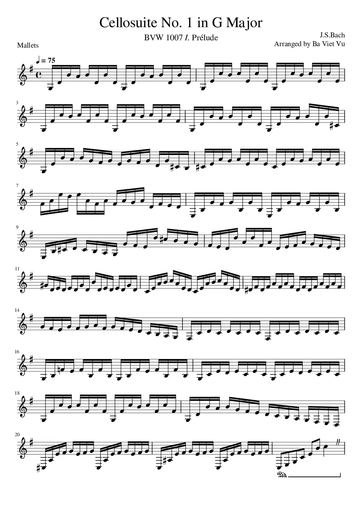 Cellosuite No 1 in G Major for Mallets - Page 1