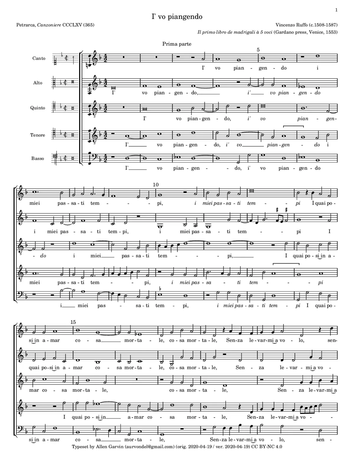 I' vo piangendo - Page 1