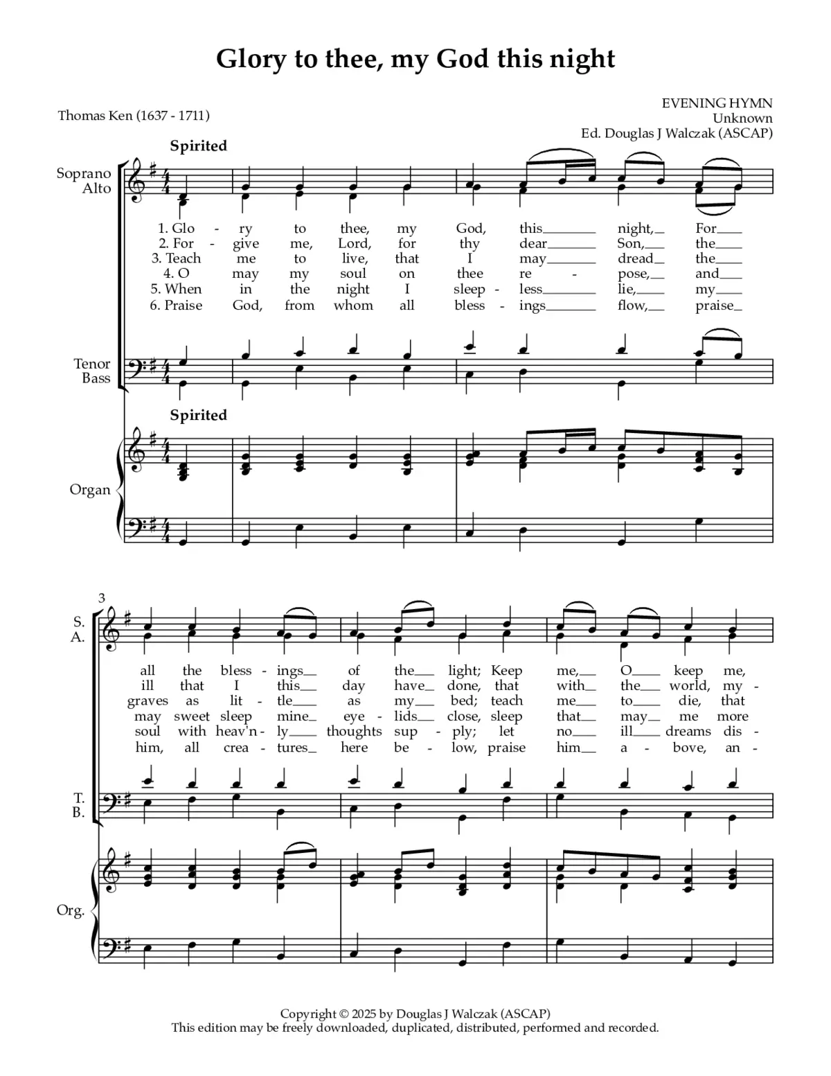Glory to thee, my God this night - Page 1