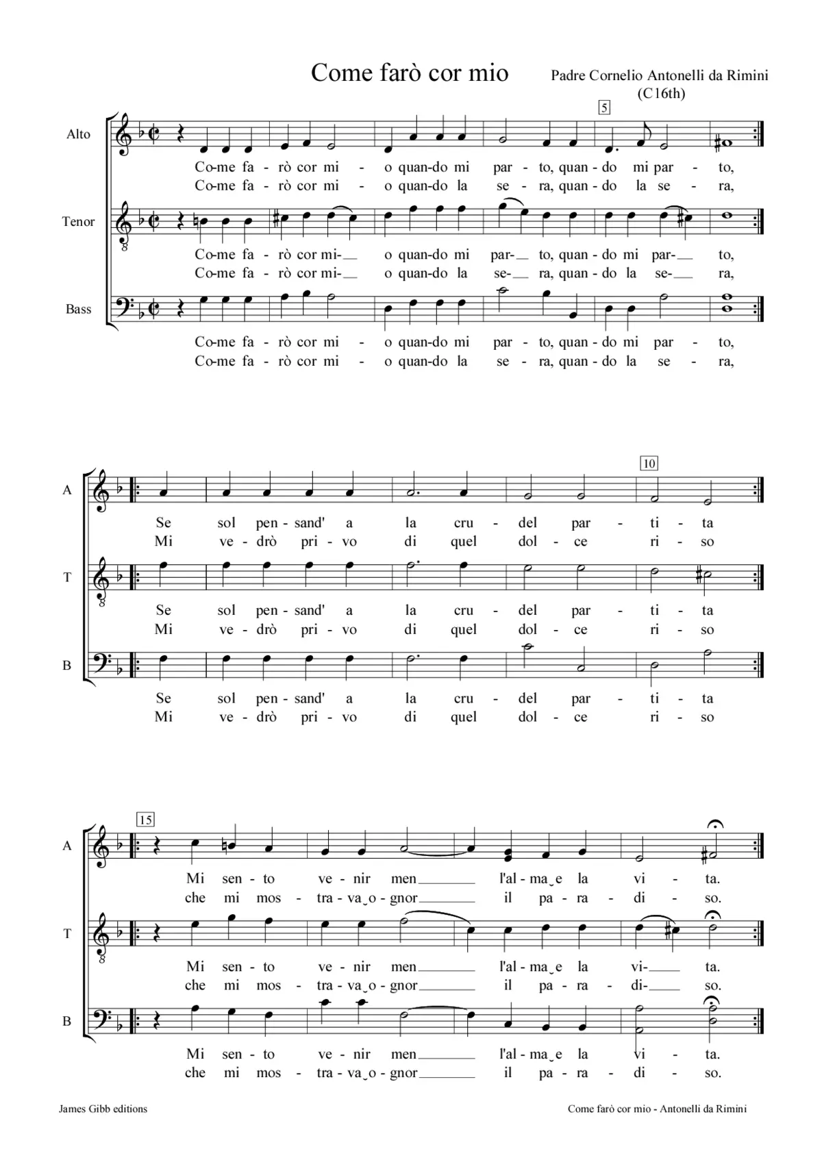 Come farò cor mio - Page 1