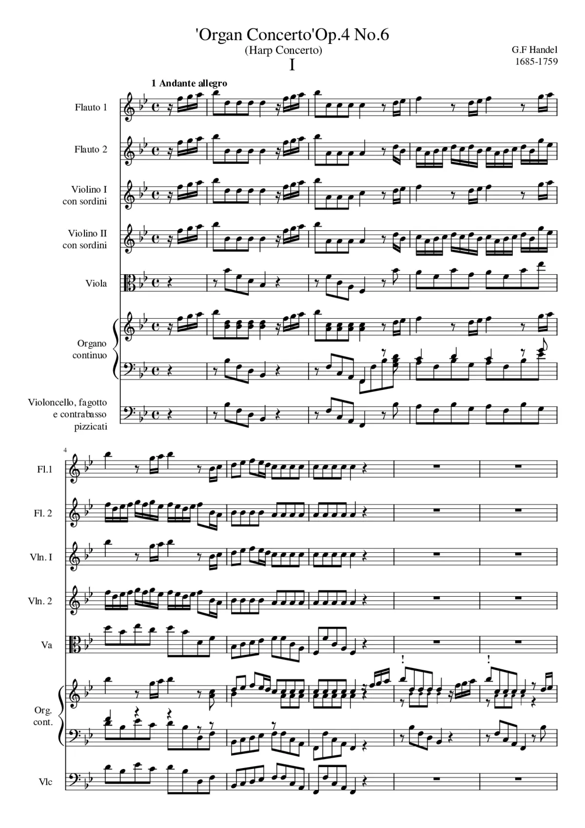 Harp Concerto Op. 4 No. 6 - Page 1