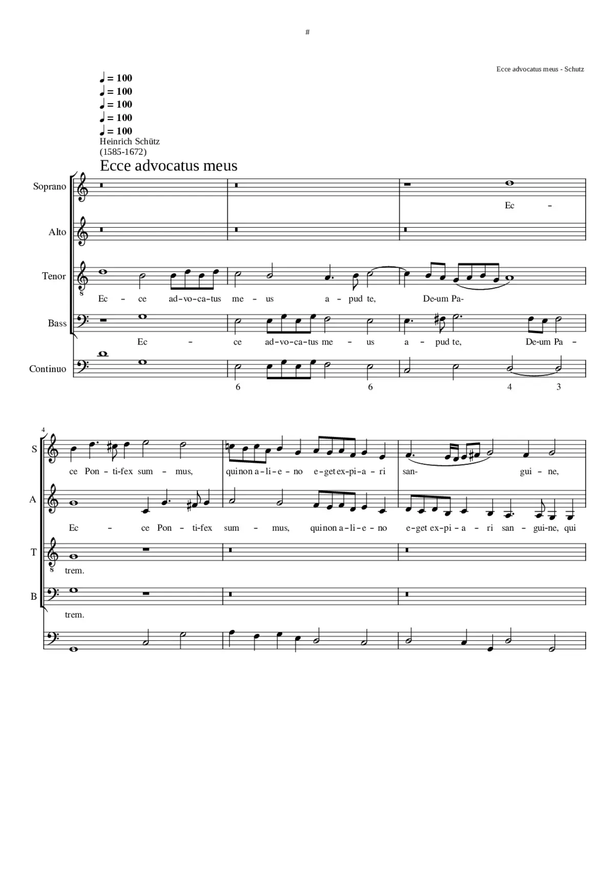 Ecce advocatus meus apud te Deum Patrem SWV 84 - Page 1