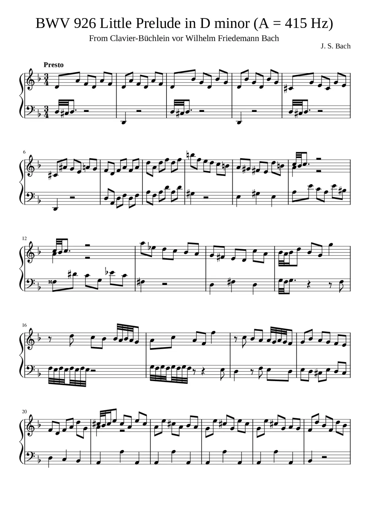 prelude in d minor bwv 926 - Page 1