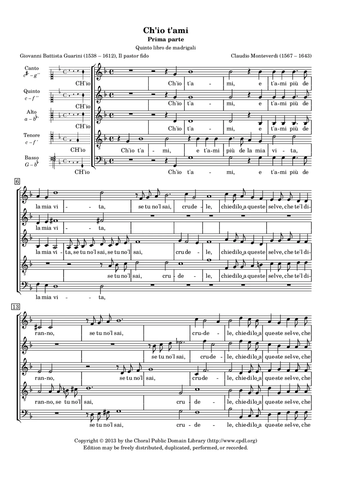 Ch'io t'ami, e t'ami più de la mia vita - Page 1