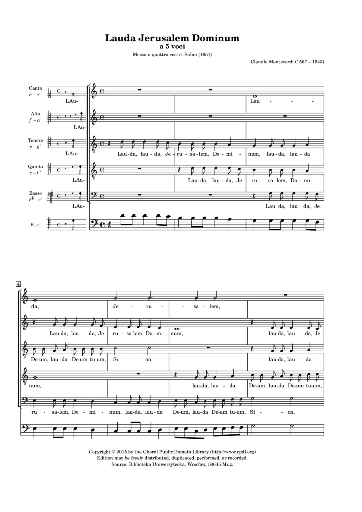 Lauda Jerusalem a 5 voci da Cappella - Page 1