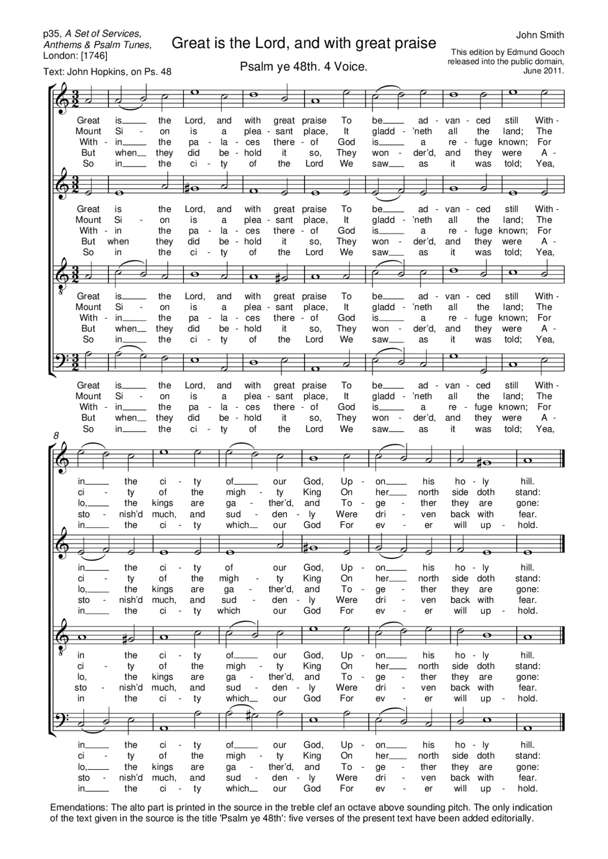 Great is the Lord, and with great praise - Page 1