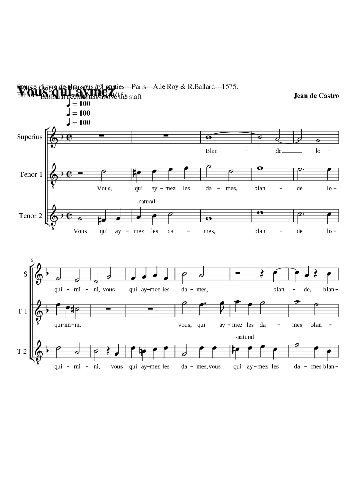 Vous qui aymez - Page 1