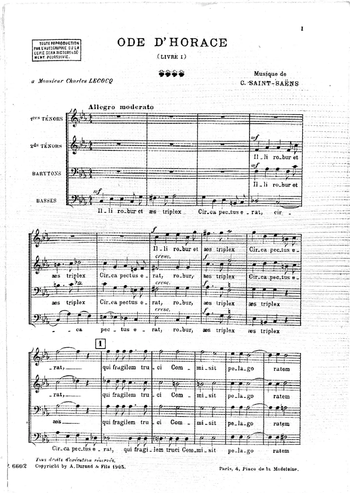 Ode d'Horace - Page 1