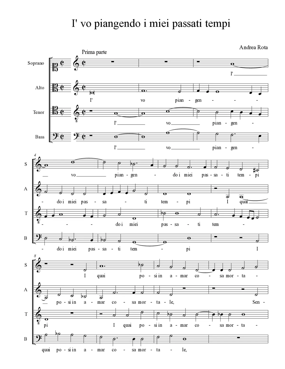 I' vo piangendo i miei passati tempi - Page 1