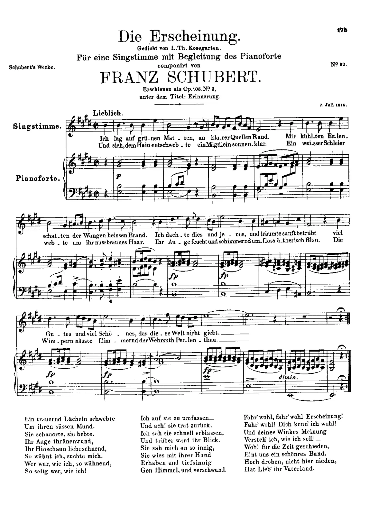 Die Erscheinung, D.229 - Page 1