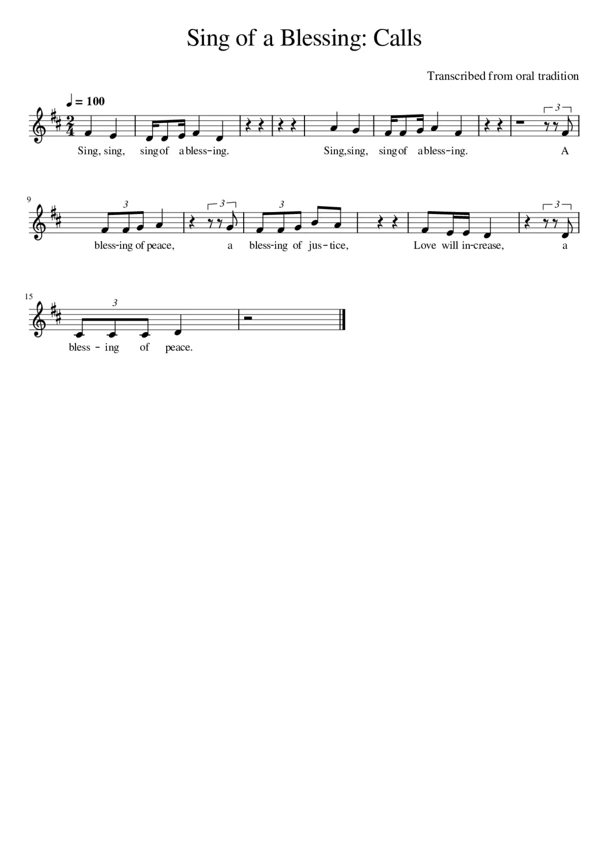 Sing of a Blessing: Calls - Page 1