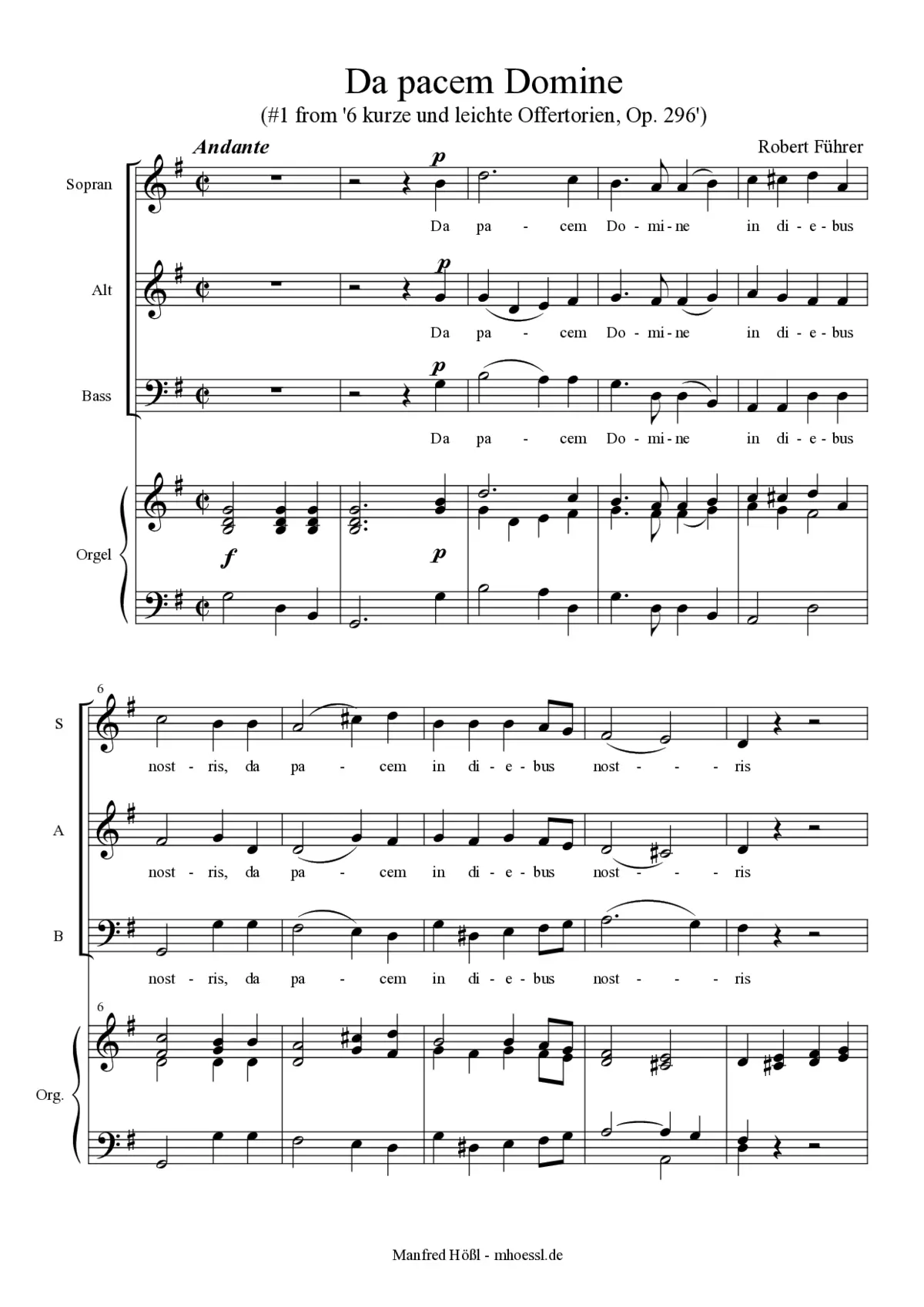 Da pacem Domine, Op. 296, No. 1 - Page 1