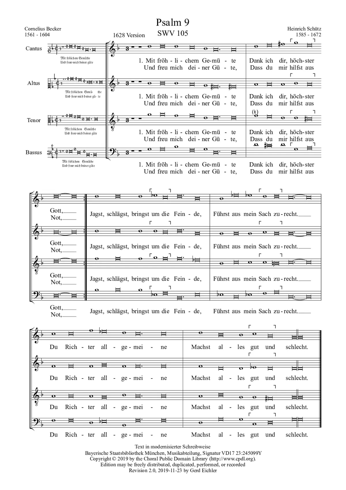 Mit fröhlichem Gemüte, SWV 105 - Page 1