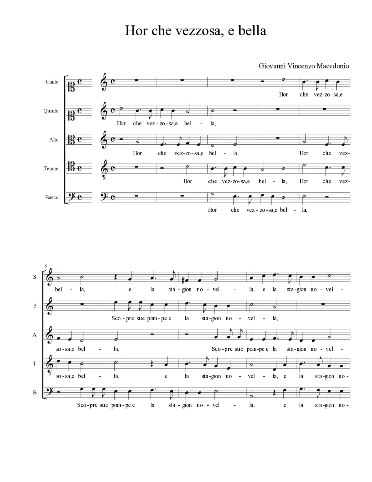 Hor che vezzosa, e bella - Page 1