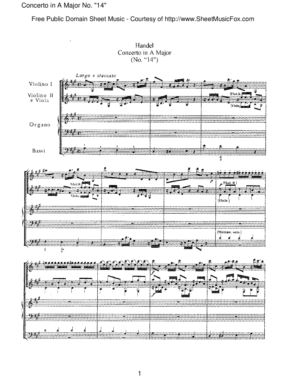 Organ Concerto in A major - Page 1