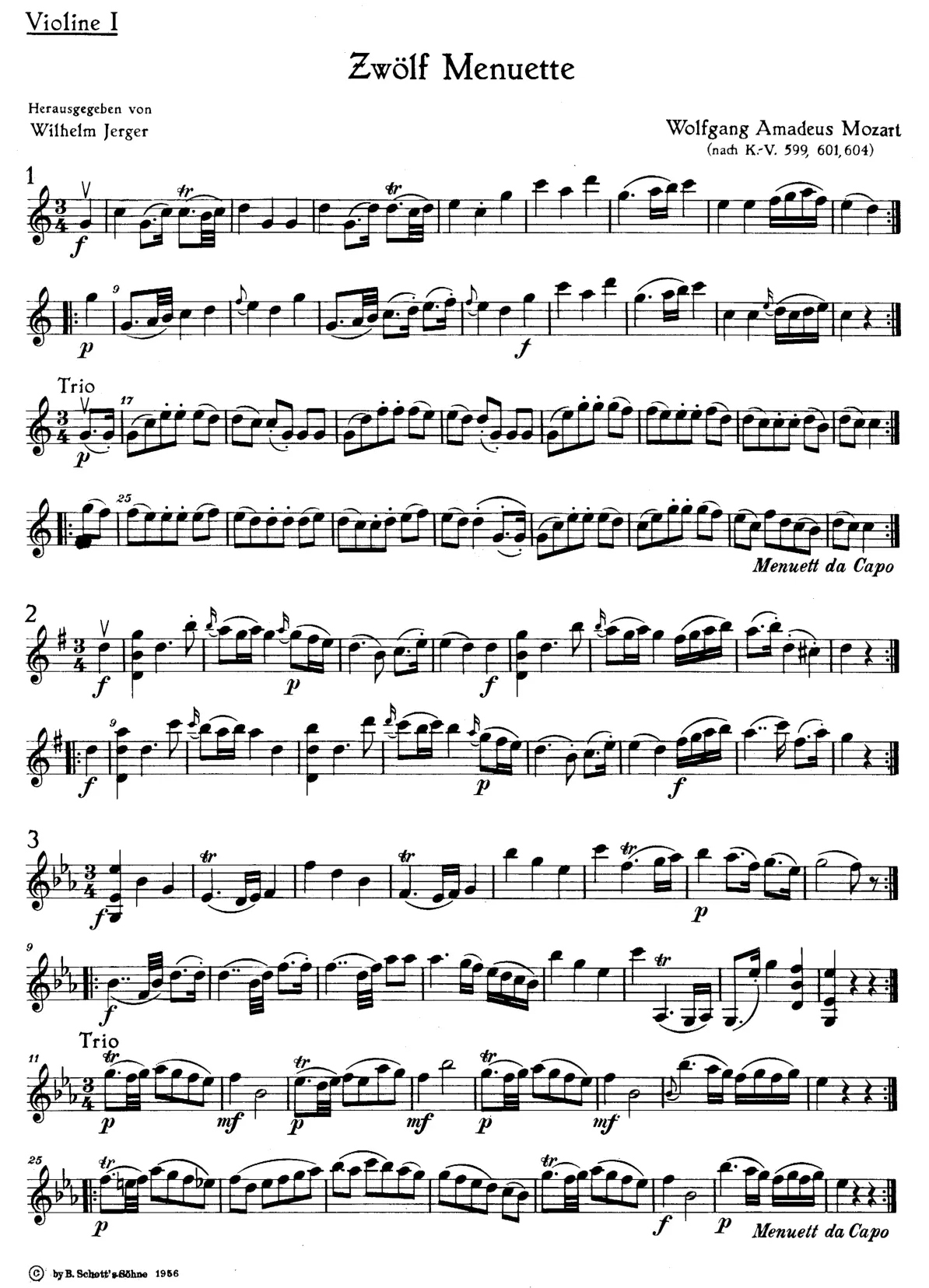 Zwölf Menuette, K.599, 601, 604 - Page 1