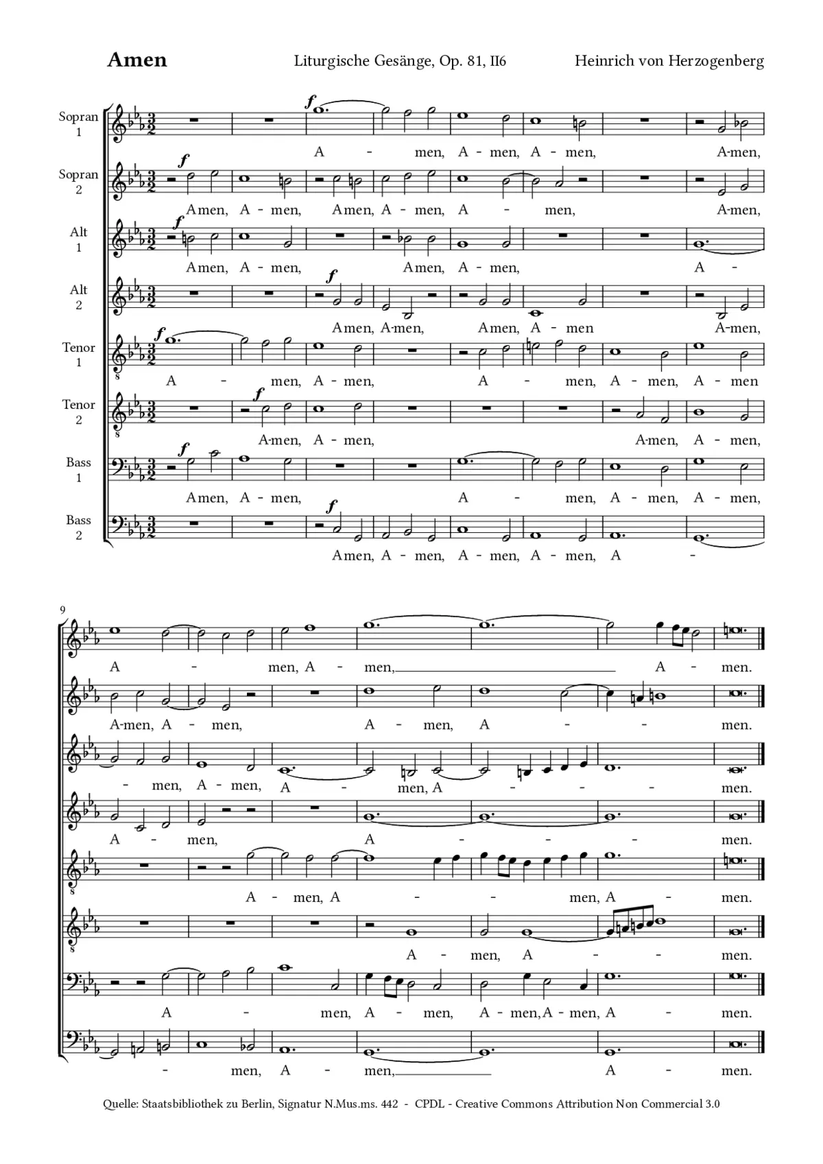 Amen, Op. 81 No. II6 - Page 1