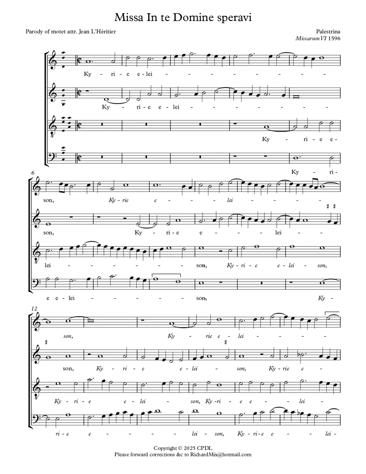 Missa In te Domine speravi a 4 - Page 1