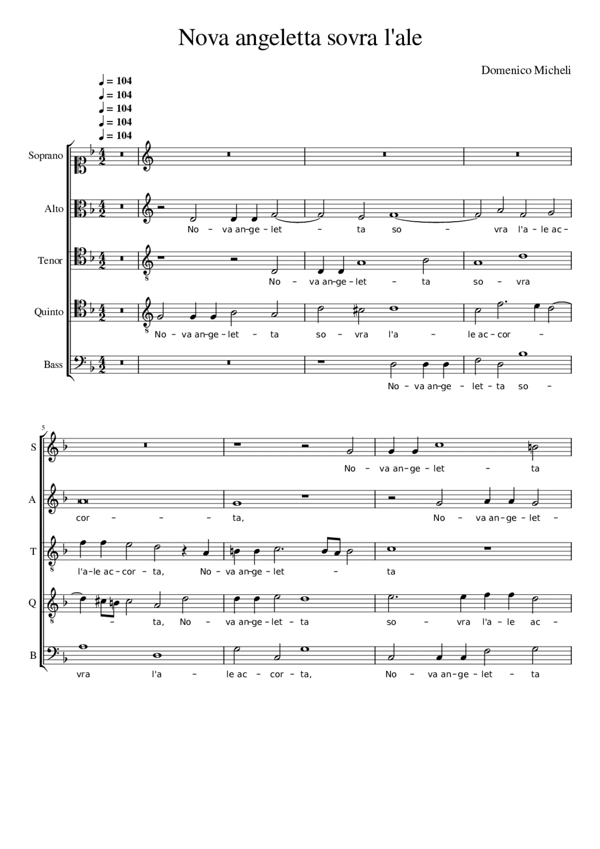 Nova angeletta sovra l'ale - Page 1