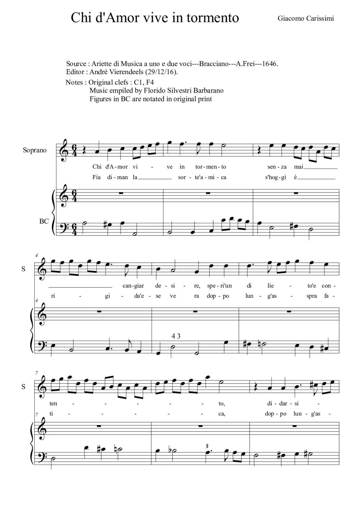 Chi d'Amor vive in tormento - Page 1