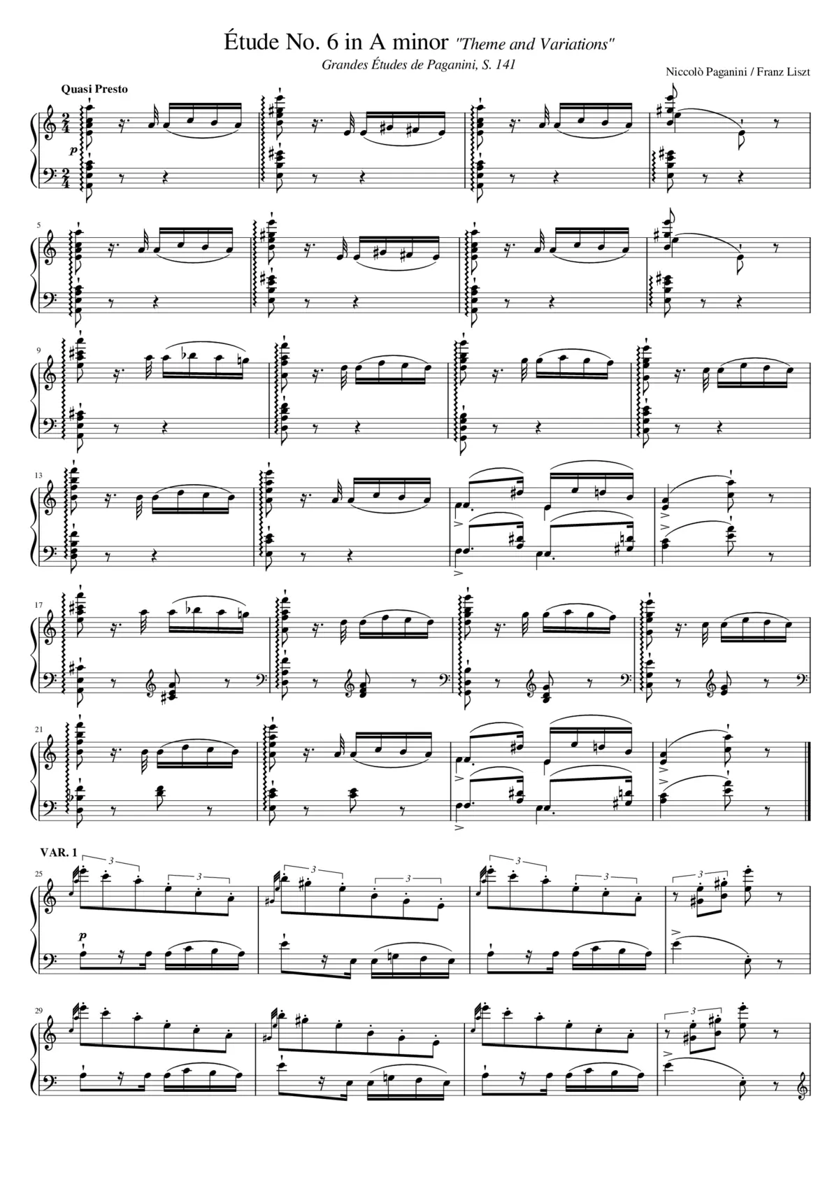 Grandes études de Paganini S.141 - Page 1