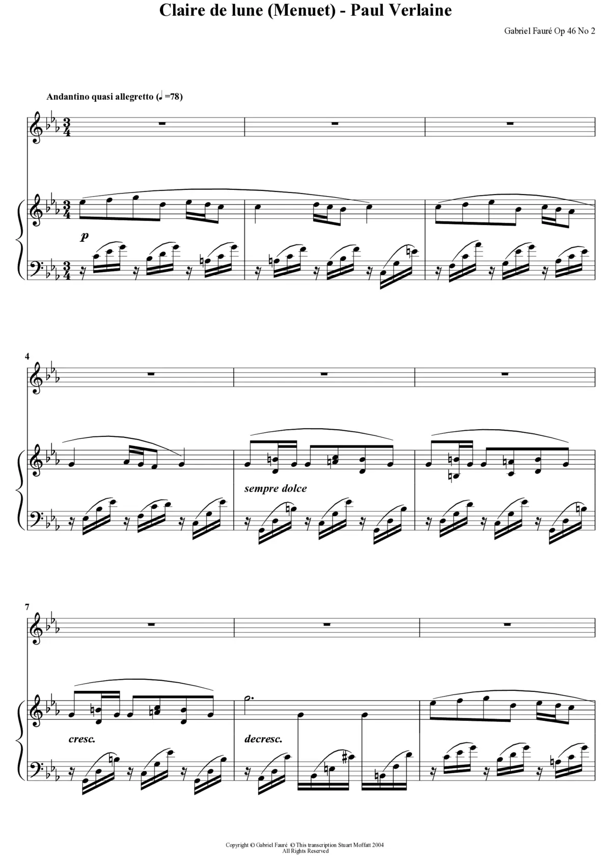 Clair de Lune, Op. 46, No. 2 - Page 1