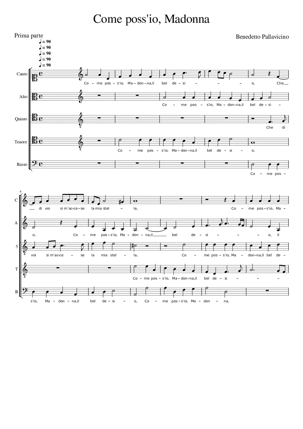 Come poss'io Madonna - Page 1