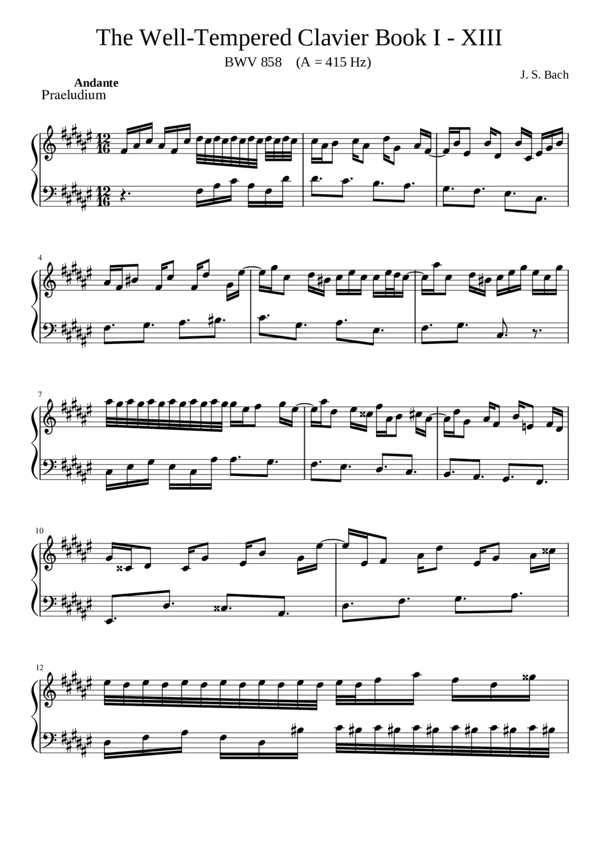 Prelude and Fugue in F-sharp major BWV 858 - Page 1