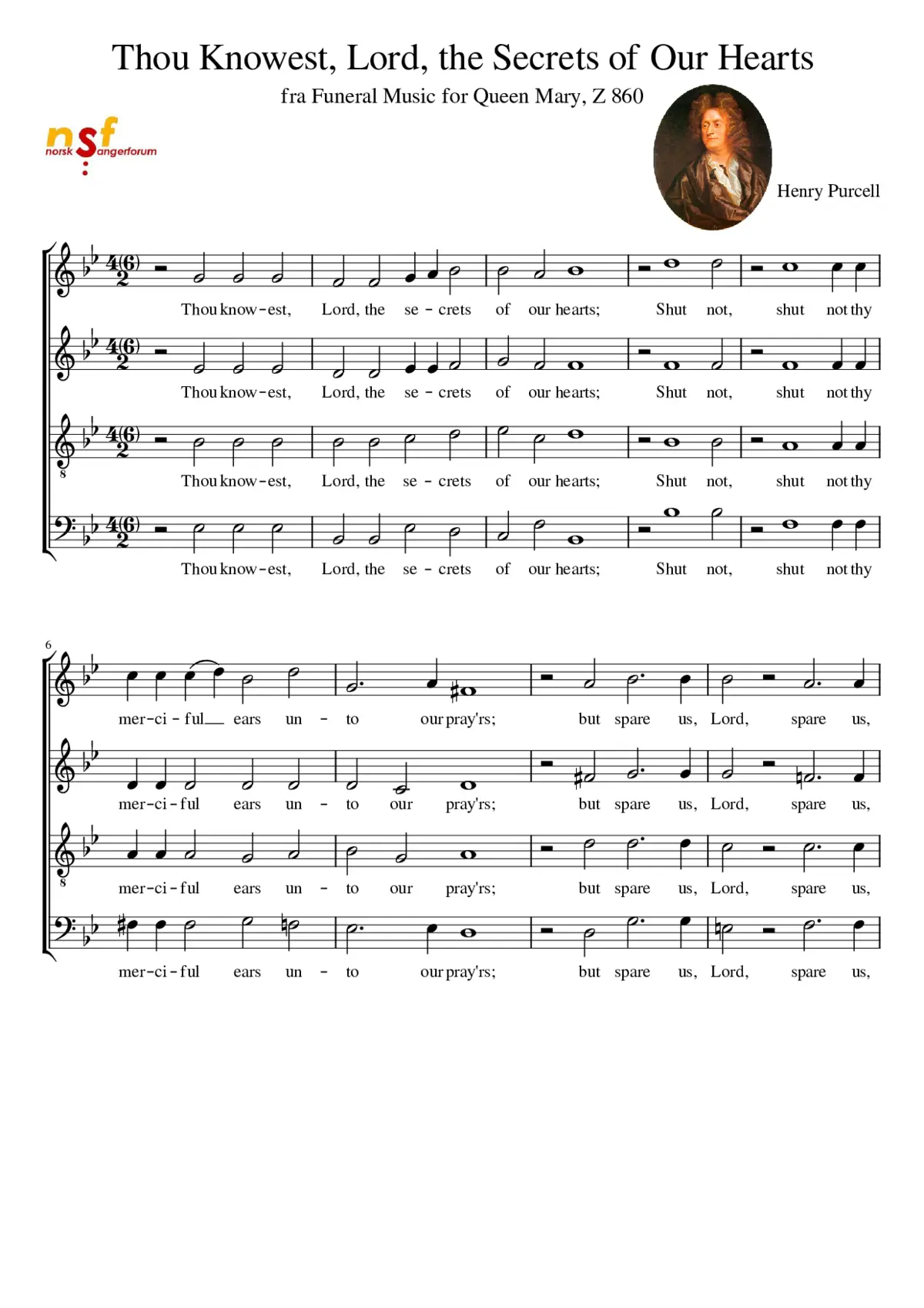 Thou knowest Lord the Secrets of our Hearts Z.58 - Page 1