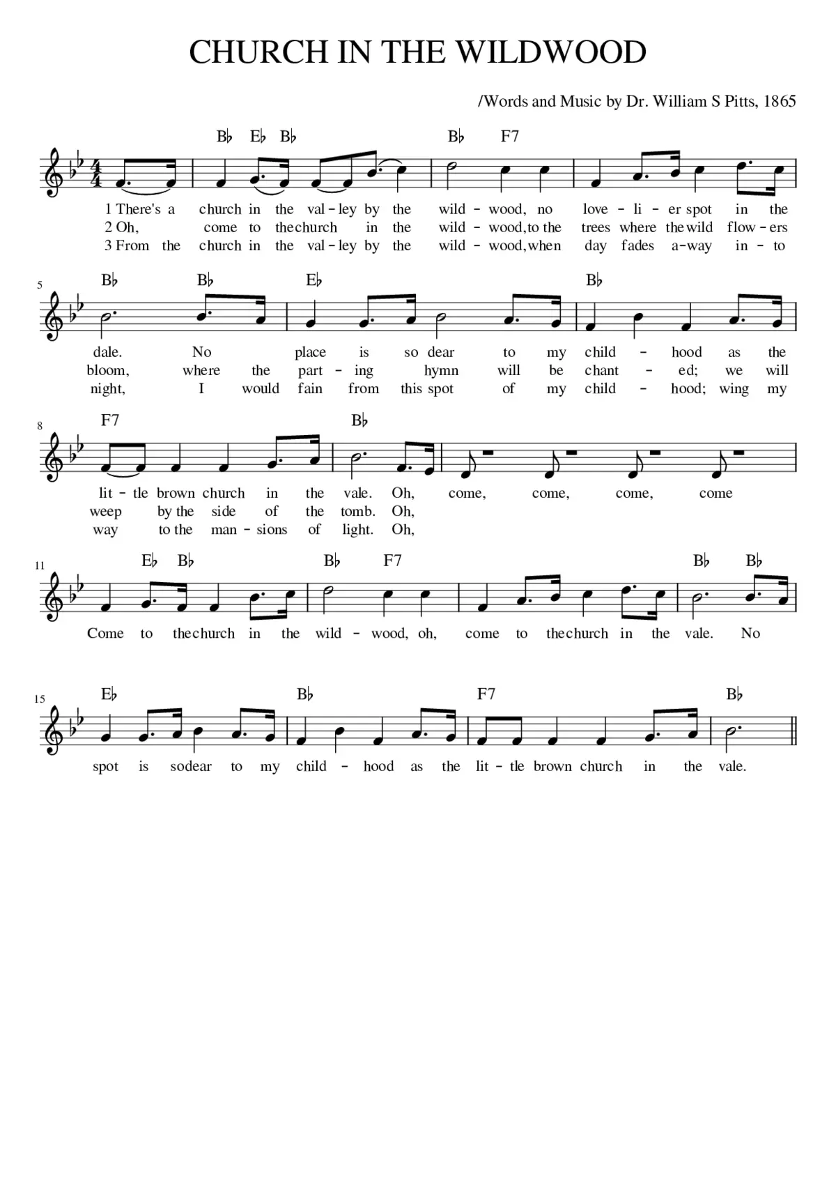 CHURCH IN THE WILDWOOD - Page 1