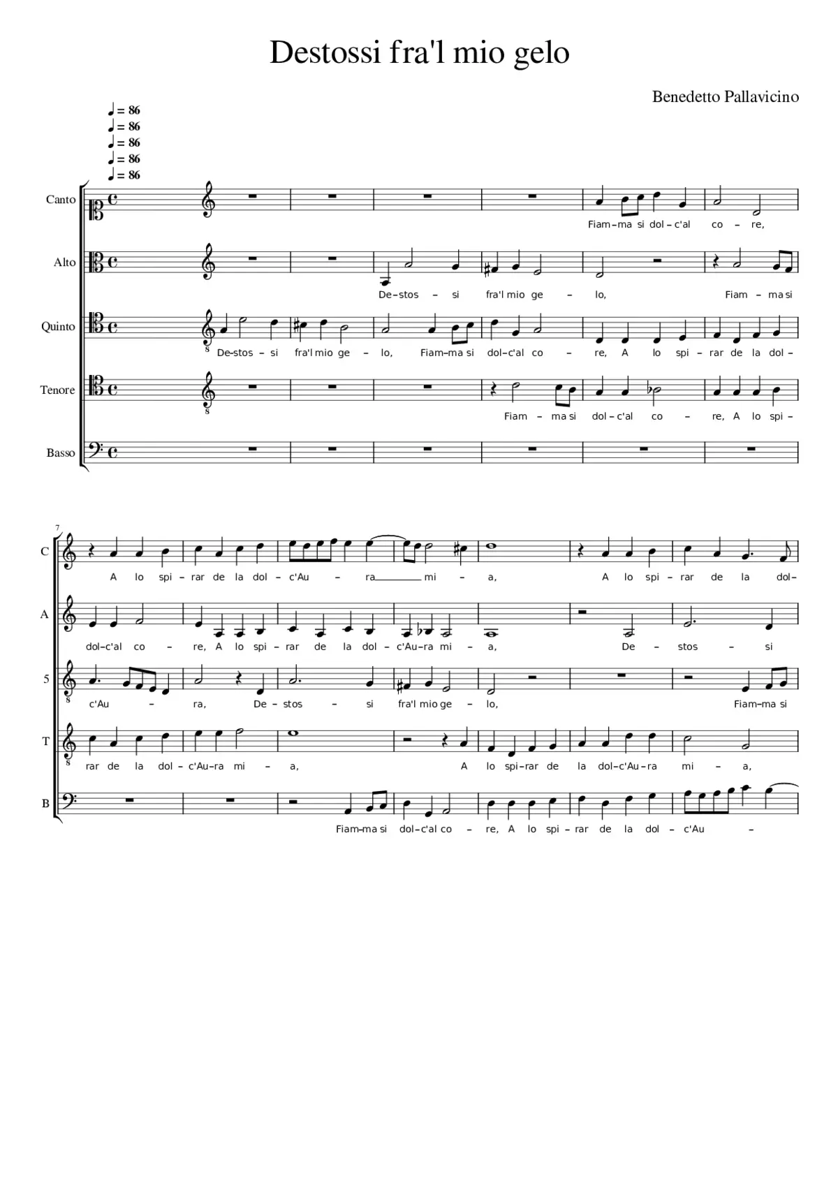 Destossi fra'l mio gelo - Page 1