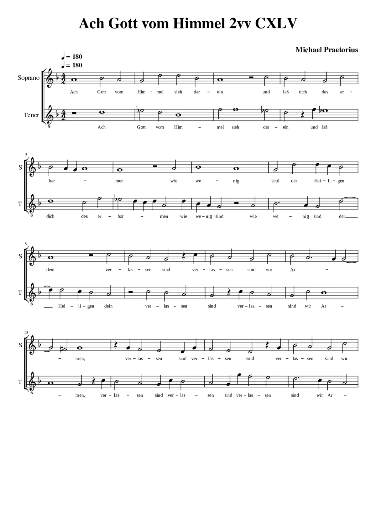 Ach Gott vom Himmel 2vv - Page 1