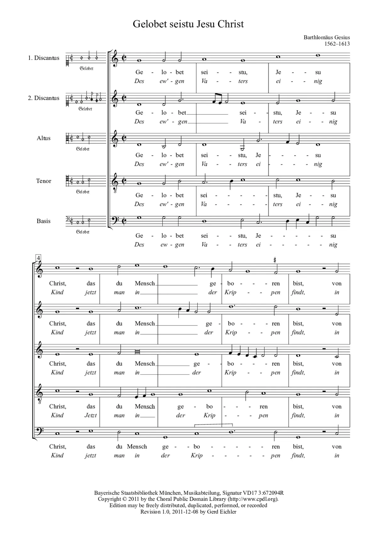 Gelobet seistu Jesu Christ - Page 1