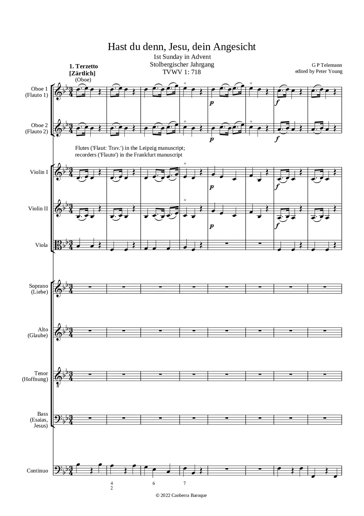 Hast du denn, Jesu, dein Angesicht, TWV 1:718 - Page 1
