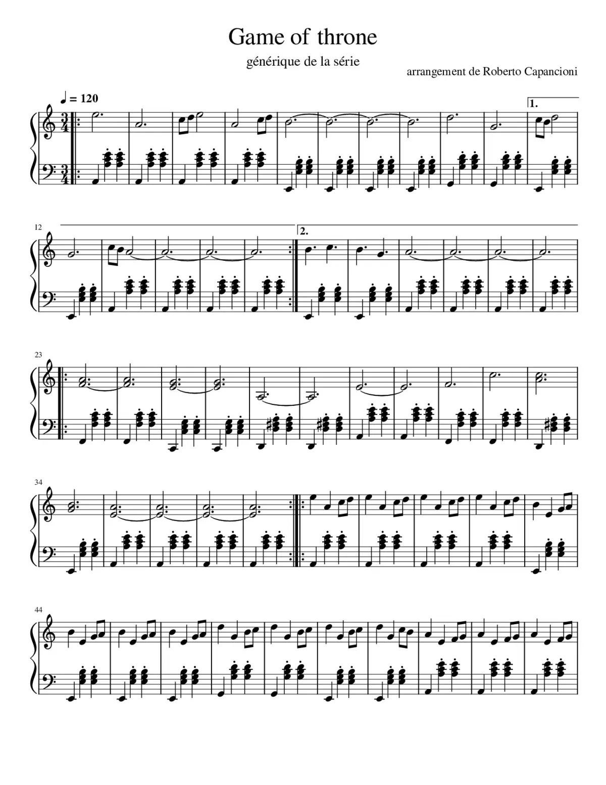 Game Of Thrones Theme - Page 1