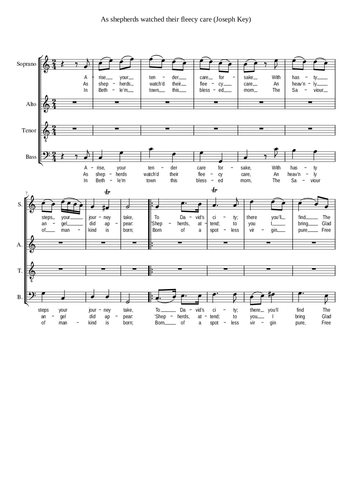 As shepherds watched their fleecy care - Page 1