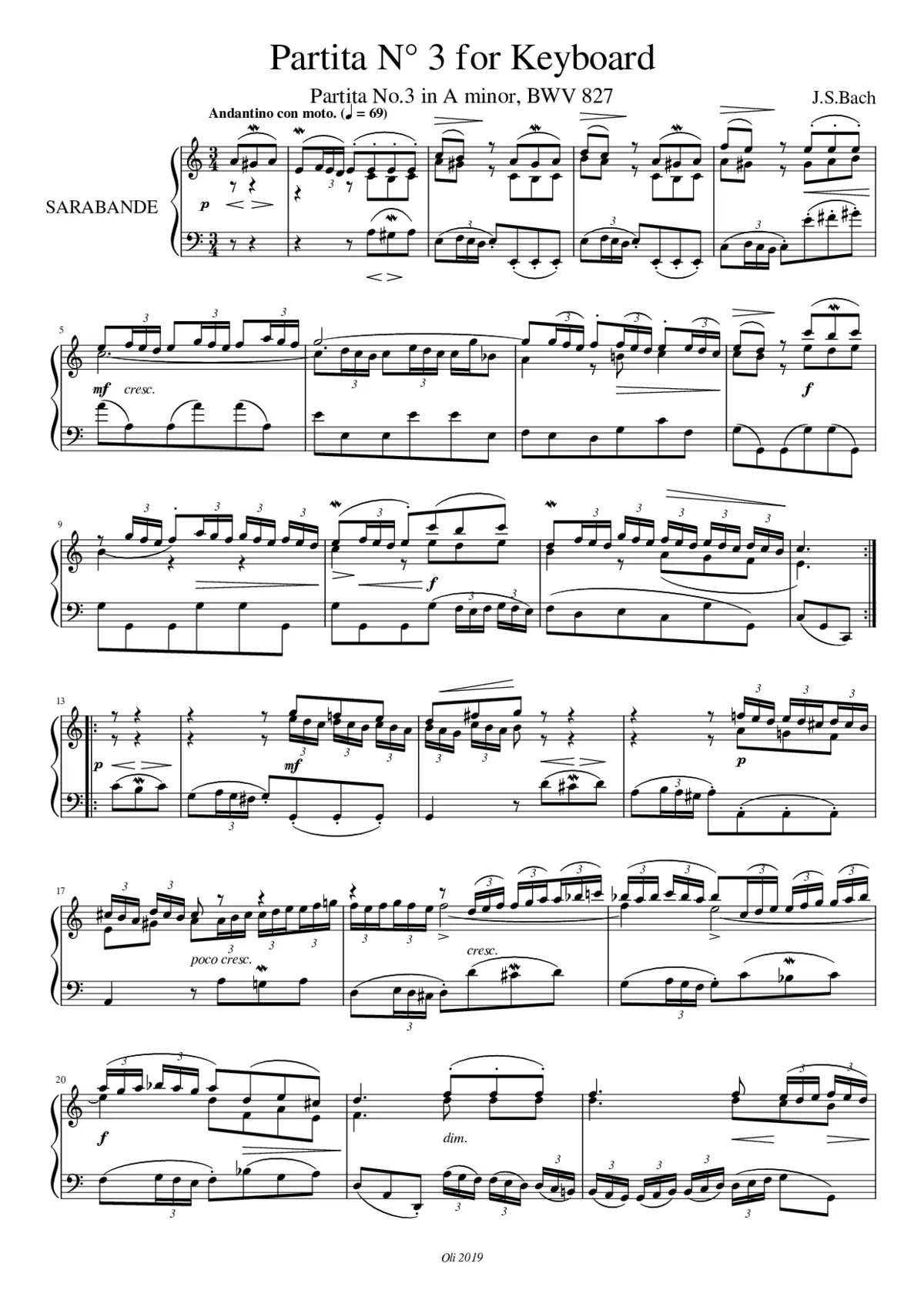 Partita in A minor BWV 827 - Page 1