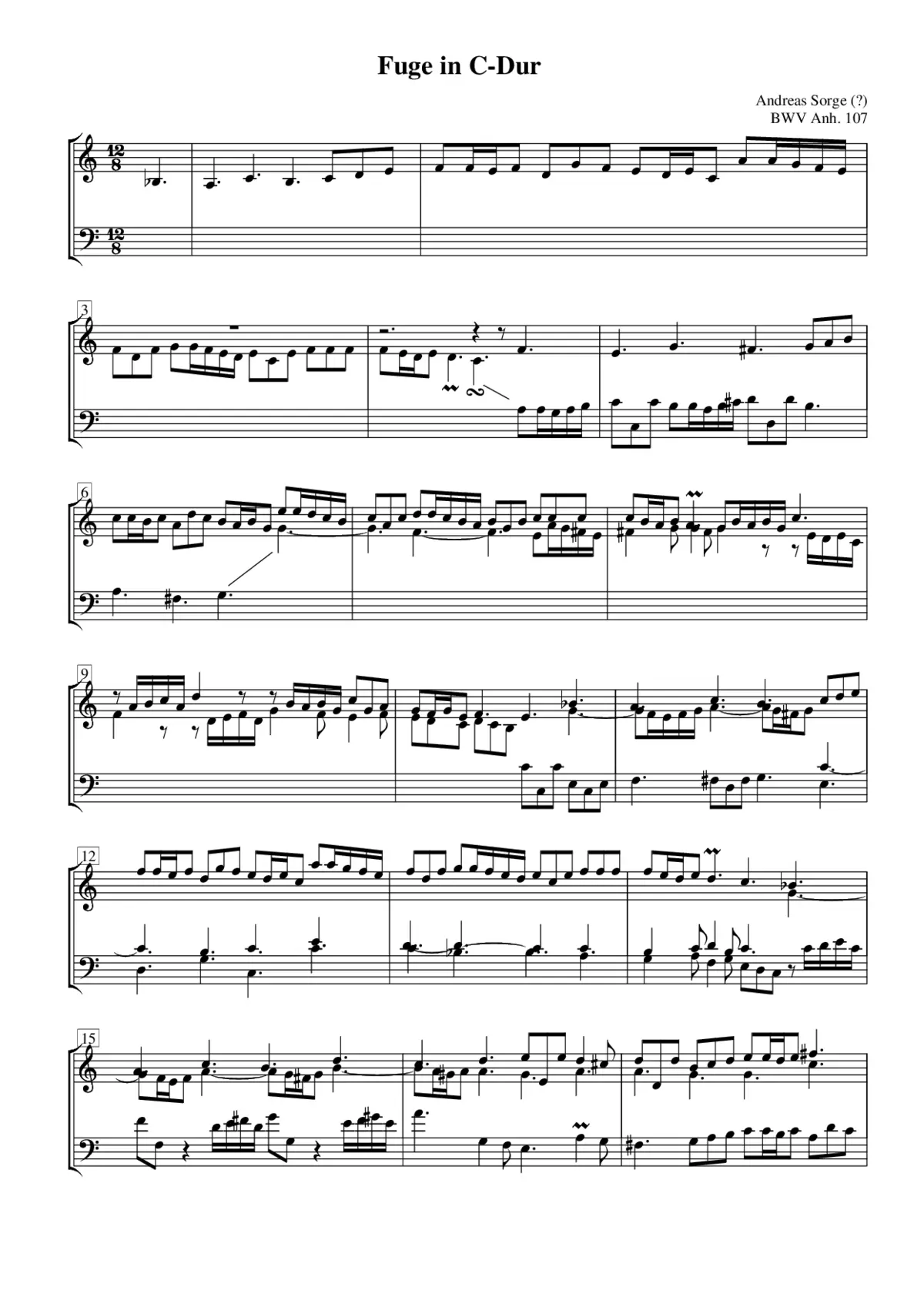 Fugue (on the theme 'B-A-C-H') in C major - Page 1