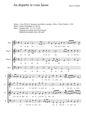 Au departir ie vous laisse