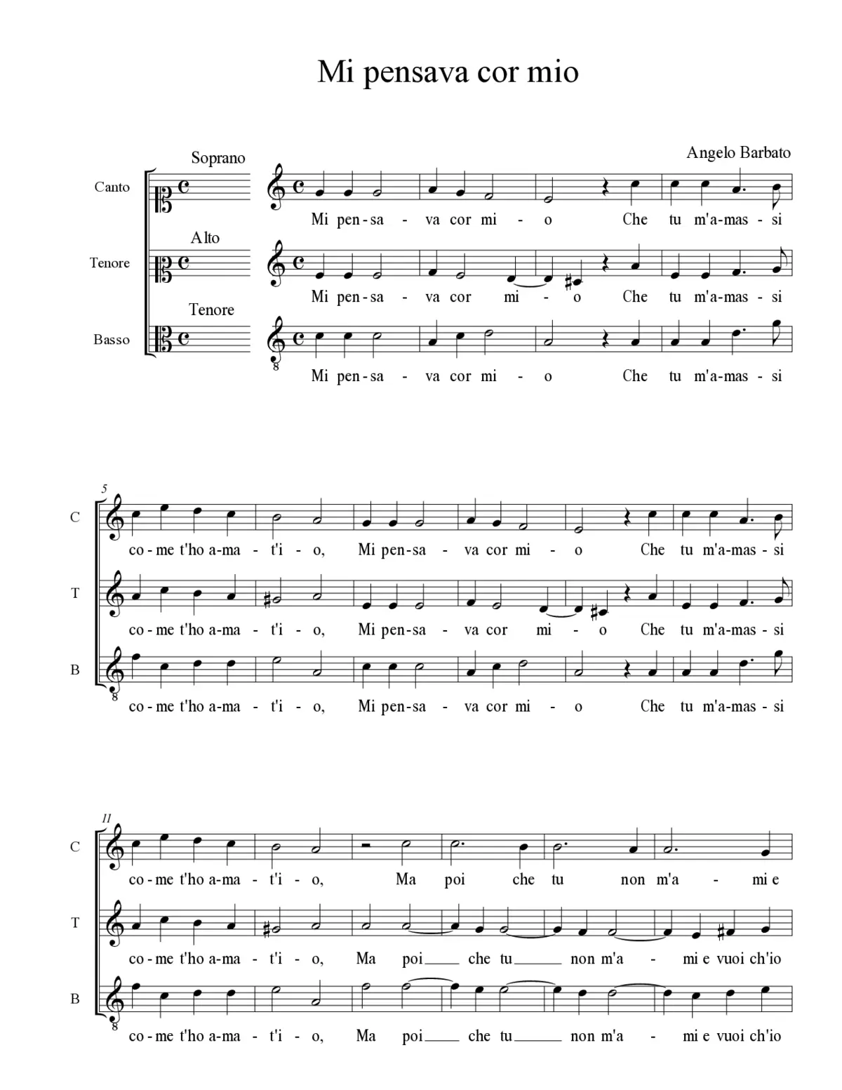 Mi pensava cor mio - Page 1