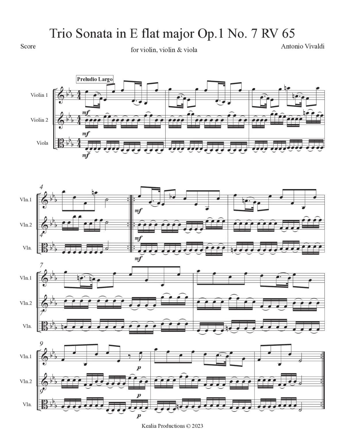 Trio Sonata in E flat major - Page 1