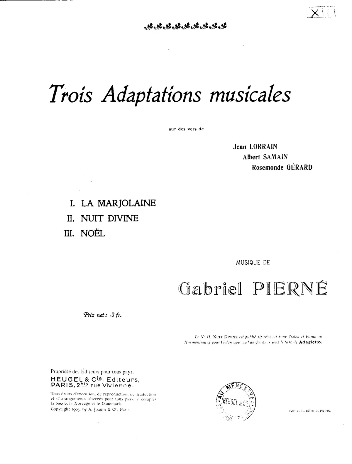 Trois Adaptations musicales - Page 1